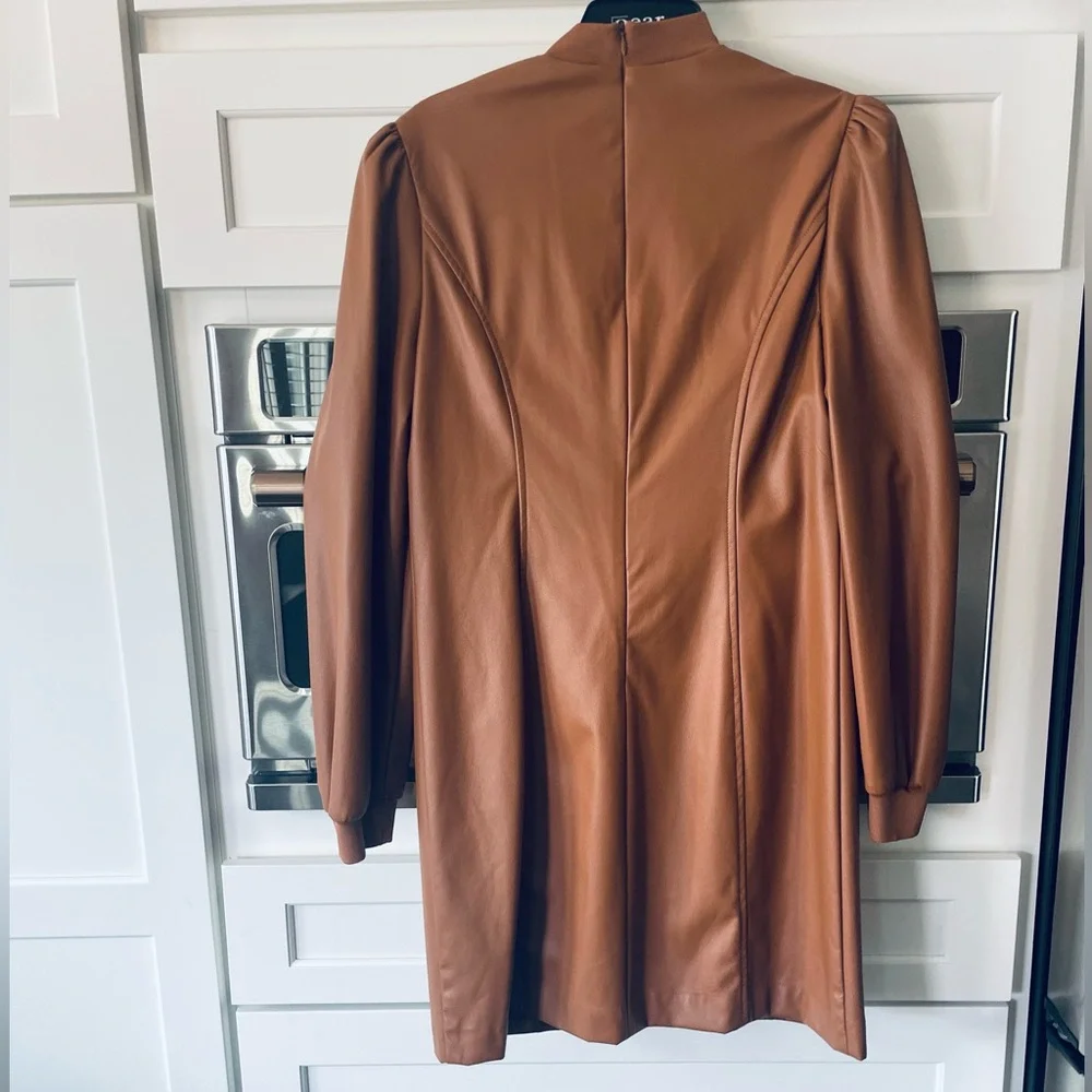Trina Turk Wrigley brown faux leather dress size 8 - Picture 5 of 6